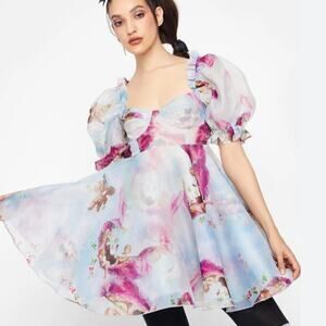 Selkie‎ Chiffon Puff Sleeve "The Party Dress in Cupid" Medium